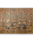 Six-Panel Leather Screen with Birds, Flowers, and Roosters - Vintage-15. Asian & Chinese Furniture, Art, Antiques, Vintage Home Décor for sale at FEA Home