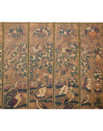 Six-Panel Leather Screen with Birds, Flowers, and Roosters - Vintage-16. Asian & Chinese Furniture, Art, Antiques, Vintage Home Décor for sale at FEA Home
