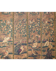 Six-Panel Leather Screen with Birds, Flowers, and Roosters - Vintage-19. Asian & Chinese Furniture, Art, Antiques, Vintage Home Décor for sale at FEA Home