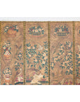Six-Panel Leather Screen with Birds, Flowers, and Roosters - Vintage-2. Asian & Chinese Furniture, Art, Antiques, Vintage Home Décor for sale at FEA Home