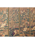 Six-Panel Leather Screen with Birds, Flowers, and Roosters - Vintage-4. Asian & Chinese Furniture, Art, Antiques, Vintage Home Décor for sale at FEA Home