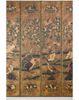 Six-Panel Leather Screen with Birds, Flowers, and Roosters - Vintage-8. Asian & Chinese Furniture, Art, Antiques, Vintage Home Décor for sale at FEA Home