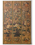 Six-Panel Leather Screen with Birds, Flowers, and Roosters - Vintage-9. Asian & Chinese Furniture, Art, Antiques, Vintage Home Décor for sale at FEA Home