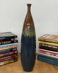 Skinny Brown and Blue Ceramic Vase with Narrow Neck, SKU , image 3