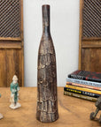 Slim Bottle Shaped Textured Brown & White Ceramic Vase, SKU , image 2