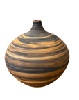 Small Black and Orange Canyon Drift Round Prem Vase, SKU , image 1