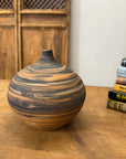 Small Black and Orange Canyon Drift Round Prem Vase, SKU , image 2