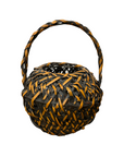 Small Round Orange and Black Basket with Curved Handle - FEA Home