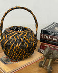 Small Round Orange and Black Basket with Curved Handle - FEA Home