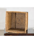 Square Country Style Vintage Rattan Storage Box with Side Handles