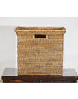 Square Country Style Vintage Rattan Storage Box with Side Handles