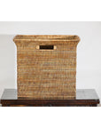 Square Country Style Vintage Rattan Storage Box with Side Handles