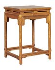 Square Elm Lamp Table with Pierced Apron and Warm Wood Grain Finish-13. Asian & Chinese Furniture, Art, Antiques, Vintage Home Décor for sale at FEA Home