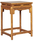 Square Elm Lamp Table with Pierced Apron and Warm Wood Grain Finish-1. Asian & Chinese Furniture, Art, Antiques, Vintage Home Décor for sale at FEA Home