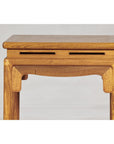 Square Elm Lamp Table with Pierced Apron and Warm Wood Grain Finish-3. Asian & Chinese Furniture, Art, Antiques, Vintage Home Décor for sale at FEA Home