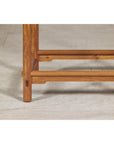 Square Elm Lamp Table with Pierced Apron and Warm Wood Grain Finish-6. Asian & Chinese Furniture, Art, Antiques, Vintage Home Décor for sale at FEA Home
