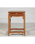 Square Elm Lamp Table with Pierced Apron and Warm Wood Grain Finish-9. Asian & Chinese Furniture, Art, Antiques, Vintage Home Décor for sale at FEA Home