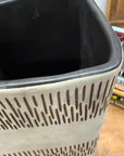 Square Shaped Cream Ceramic Vase with Black Stripes, SKU , image 11