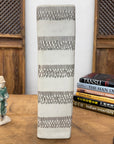 Square Shaped Cream Ceramic Vase with Black Stripes, SKU , image 4