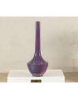 Tall Artisan Ceramic Vase with Purple Glaze and Slender Neck