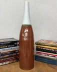 Tall Brown & Green Ceramic Vase with Narrow White Neck - FEA Home