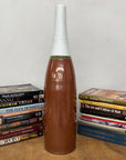 Tall Brown & Green Ceramic Vase with Narrow White Neck - FEA Home
