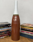 Tall Brown & Green Ceramic Vase with Narrow White Neck - FEA Home