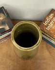 Tall Brown & Olive Glazed Ceramic Vase with Slender Neck - FEA Home