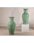 Tall Celadon Crackle-Glazed Palace Jar with Flared Rim, Vintage-10. Asian & Chinese Furniture, Art, Antiques, Vintage Home Décor for sale at FEA Home