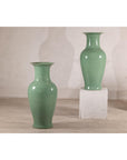 Tall Celadon Crackle-Glazed Palace Jar with Flared Rim, Vintage-11. Asian & Chinese Furniture, Art, Antiques, Vintage Home Décor for sale at FEA Home