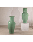 Tall Celadon Crackle-Glazed Palace Jar with Flared Rim, Vintage-12. Asian & Chinese Furniture, Art, Antiques, Vintage Home Décor for sale at FEA Home