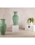 Tall Celadon Crackle-Glazed Palace Jar with Flared Rim, Vintage-2. Asian & Chinese Furniture, Art, Antiques, Vintage Home Décor for sale at FEA Home