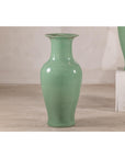 Tall Celadon Crackle-Glazed Palace Jar with Flared Rim, Vintage-3. Asian & Chinese Furniture, Art, Antiques, Vintage Home Décor for sale at FEA Home