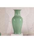 Tall Celadon Crackle-Glazed Palace Jar with Flared Rim, Vintage-4. Asian & Chinese Furniture, Art, Antiques, Vintage Home Décor for sale at FEA Home