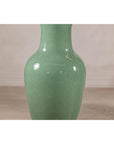 Tall Celadon Crackle-Glazed Palace Jar with Flared Rim, Vintage-8. Asian & Chinese Furniture, Art, Antiques, Vintage Home Décor for sale at FEA Home