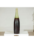 Tall Ceramic Vase with Charcoal Body & Moss Green Glazed Neck