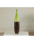 Tall Ceramic Vase with Glossy Green & Matte Brown Glaze - image 11