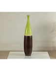 Tall Ceramic Vase with Glossy Green & Matte Brown Glaze - image 2