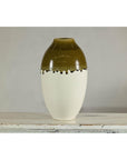 Tall Cream and Olive Glazed Artisan Vase with Expressive Drip Rim-10. Asian & Chinese Furniture, Art, Antiques, Vintage Home Décor for sale at FEA Home