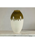 Tall Cream and Olive Glazed Artisan Vase with Expressive Drip Rim-11. Asian & Chinese Furniture, Art, Antiques, Vintage Home Décor for sale at FEA Home
