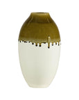 Tall Cream and Olive Glazed Artisan Vase with Expressive Drip Rim-16. Asian & Chinese Furniture, Art, Antiques, Vintage Home Décor for sale at FEA Home