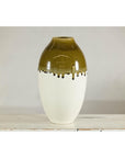 Tall Cream and Olive Glazed Artisan Vase with Expressive Drip Rim-4. Asian & Chinese Furniture, Art, Antiques, Vintage Home Décor for sale at FEA Home
