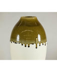Tall Cream and Olive Glazed Artisan Vase with Expressive Drip Rim-5. Asian & Chinese Furniture, Art, Antiques, Vintage Home Décor for sale at FEA Home