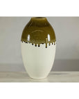 Tall Cream and Olive Glazed Artisan Vase with Expressive Drip Rim-8. Asian & Chinese Furniture, Art, Antiques, Vintage Home Décor for sale at FEA Home