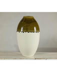 Tall Cream and Olive Glazed Artisan Vase with Expressive Drip Rim-9. Asian & Chinese Furniture, Art, Antiques, Vintage Home Décor for sale at FEA Home