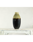 Tall Green and Dark Brown Glazed Ceramic Vase with Drip Design-12. Asian & Chinese Furniture, Art, Antiques, Vintage Home Décor for sale at FEA Home