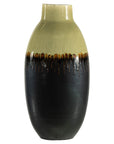 Tall Green and Dark Brown Glazed Ceramic Vase with Drip Design-1. Asian & Chinese Furniture, Art, Antiques, Vintage Home Décor for sale at FEA Home