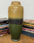 Tall Green Vase with Mustard Top and Charcoal Glaze Band, SKU , image 3