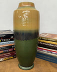 Tall Green Vase with Mustard Top and Charcoal Glaze Band, SKU , image 5
