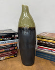 Tall Olive & Charcoal Ceramic Vase with Amber Drip Glaze, SKU , image 2